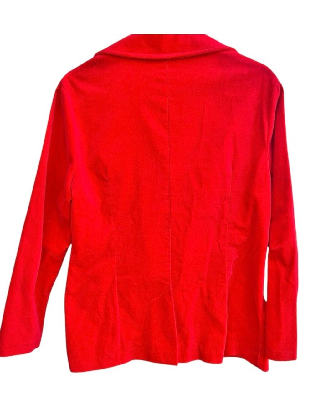 1970s Red Cotton Velvet Blazer Jacket XL 3-Button Hipster Boho Glam Rock Twee - Picture 5 of 9